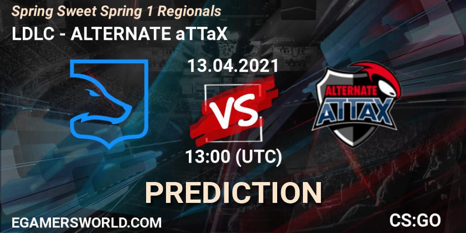 LDLC contre ALTERNATE aTTaX : prédiction de match. 13.04.2021 at 13:30. Counter-Strike (CS2), Spring Sweet Spring 1 Regionals