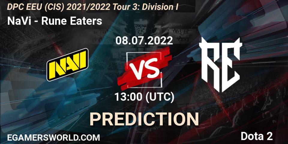 NaVi contre Rune Eaters : prédiction de match. 08.07.2022 at 13:00. Dota 2, DPC EEU (CIS) 2021/2022 Tour 3: Division I