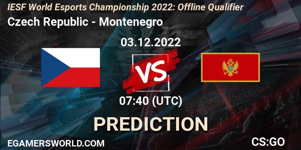 Czech Republic contre Montenegro : prédiction de match. 03.12.2022 at 10:15. Counter-Strike (CS2), IESF World Esports Championship 2022: Offline Qualifier
