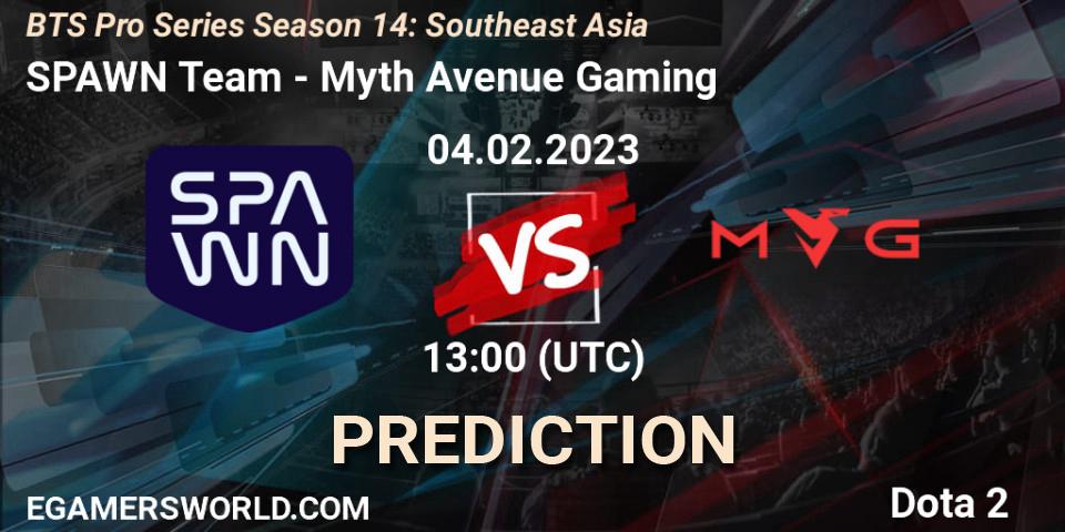 SPAWN Team contre Myth Avenue Gaming : prédiction de match. 04.02.23. Dota 2, BTS Pro Series Season 14: Southeast Asia