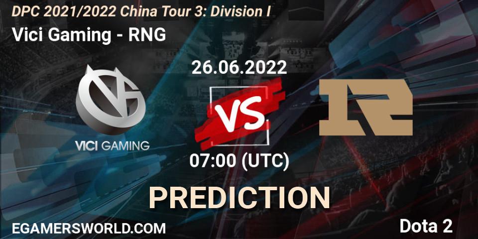 Vici Gaming contre RNG : prédiction de match. 26.06.22. Dota 2, DPC 2021/2022 China Tour 3: Division I