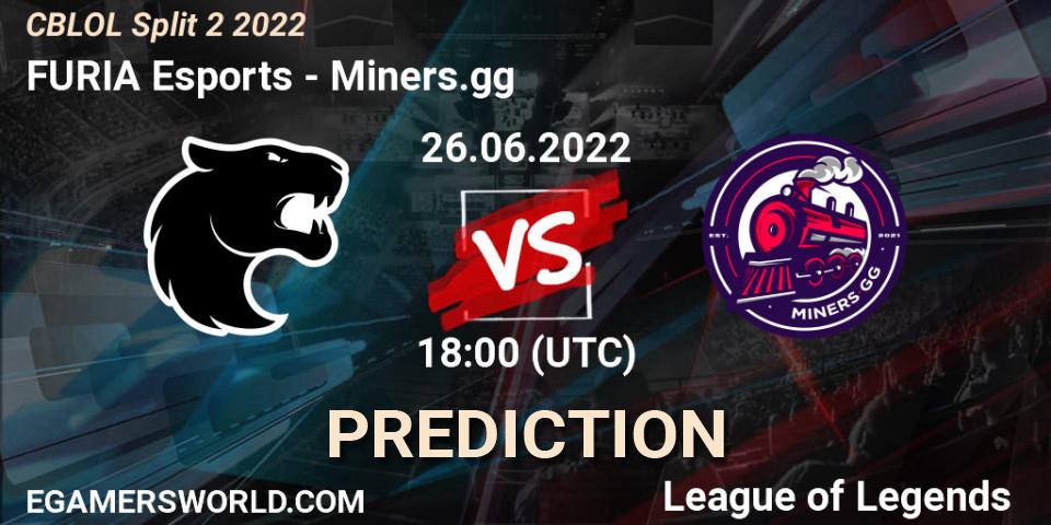 FURIA Esports contre Miners.gg : prédiction de match. 26.06.2022 at 19:30. LoL, CBLOL Split 2 2022