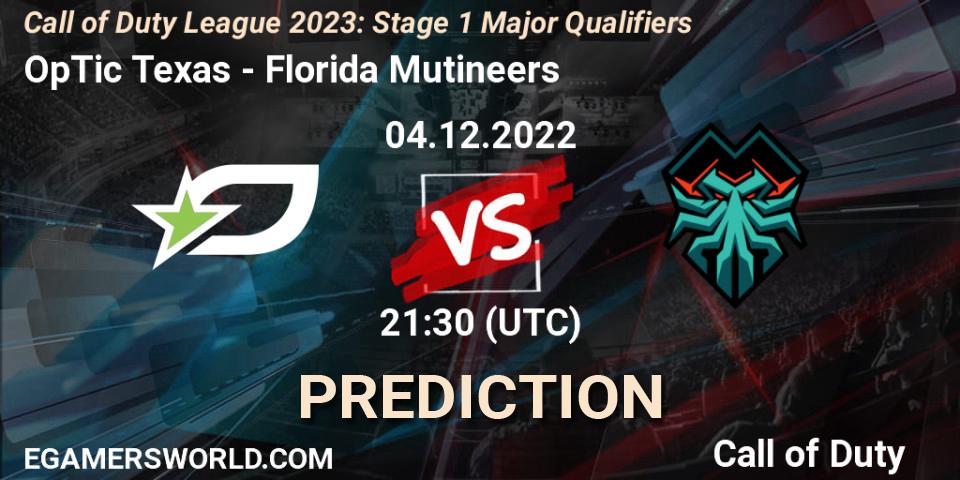 OpTic Texas contre Florida Mutineers : prédiction de match. 04.12.2022 at 21:30. Call of Duty, Call of Duty League 2023: Stage 1 Major Qualifiers