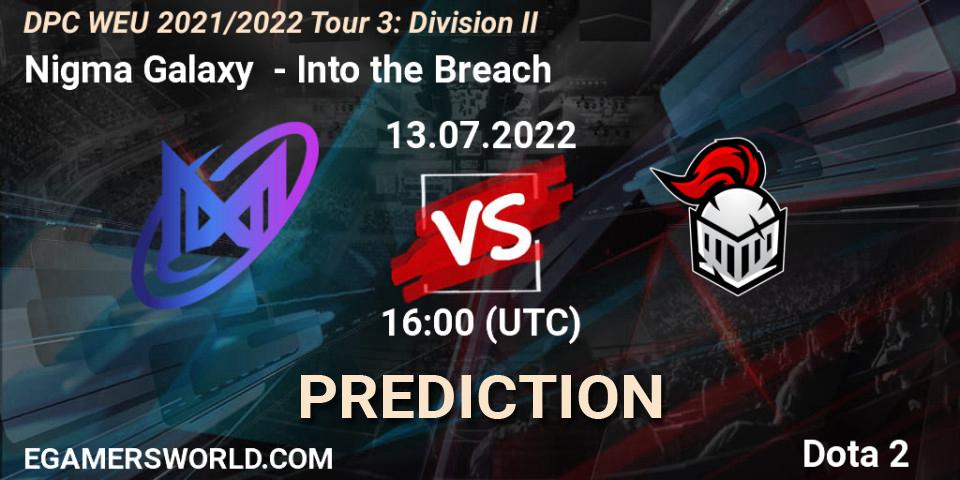 Nigma Galaxy contre Into the Breach : prédiction de match. 13.07.2022 at 15:55. Dota 2, DPC WEU 2021/2022 Tour 3: Division II