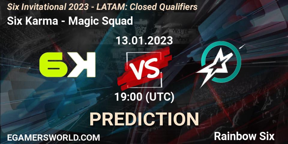 Six Karma contre Magic Squad : prédiction de match. 13.01.23. Rainbow Six, Six Invitational 2023 - LATAM: Closed Qualifiers