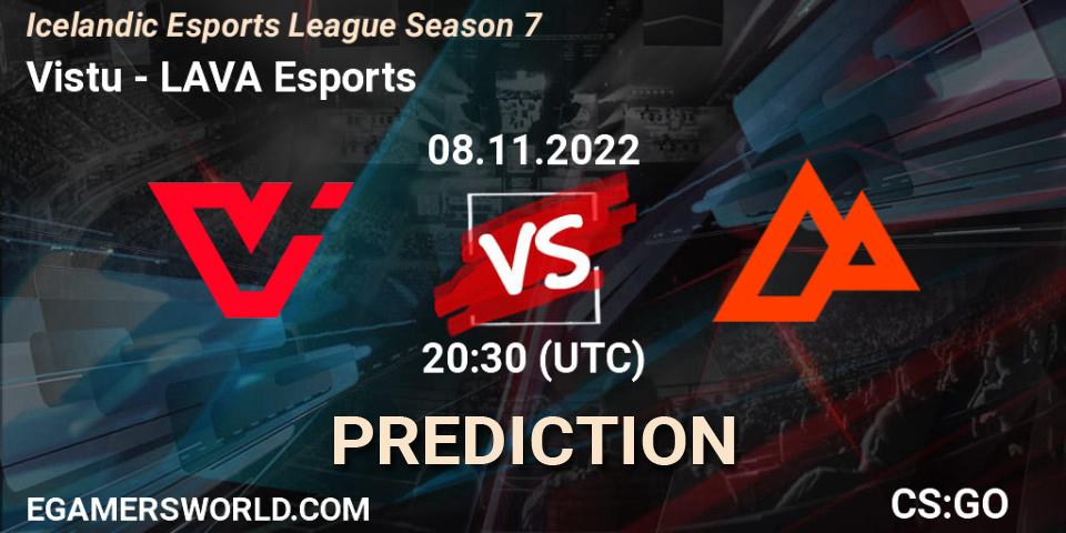 Viðstöðu contre LAVA Esports : prédiction de match. 08.11.2022 at 20:30. Counter-Strike (CS2), Icelandic Esports League Season 7