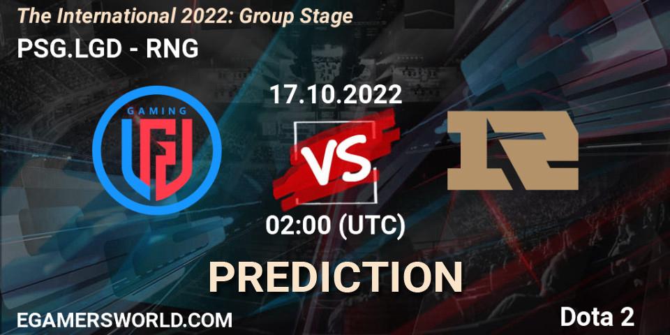 PSG.LGD contre RNG : prédiction de match. 17.10.22. Dota 2, The International 2022: Group Stage