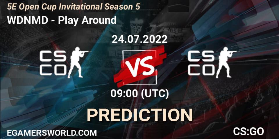 WDNMD contre Play Around : prédiction de match. 24.07.2022 at 09:00. Counter-Strike (CS2), 5E Open Cup Invitational Season 5