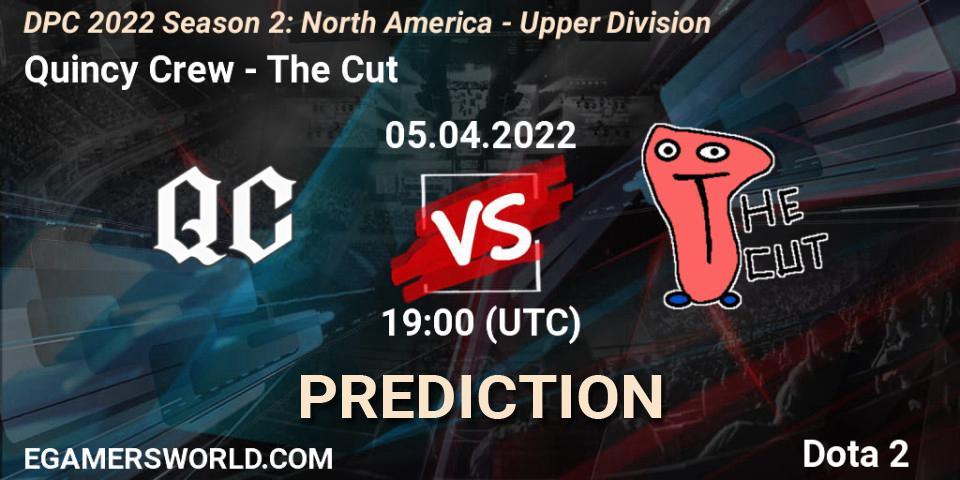 Quincy Crew contre The Cut : prédiction de match. 05.04.2022 at 21:59. Dota 2, DPC 2021/2022 Tour 2 (Season 2): NA Division I (Upper) - ESL One Spring 2022