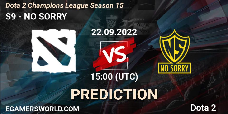 S9 contre NO SORRY : prédiction de match. 22.09.22. Dota 2, Dota 2 Champions League Season 15