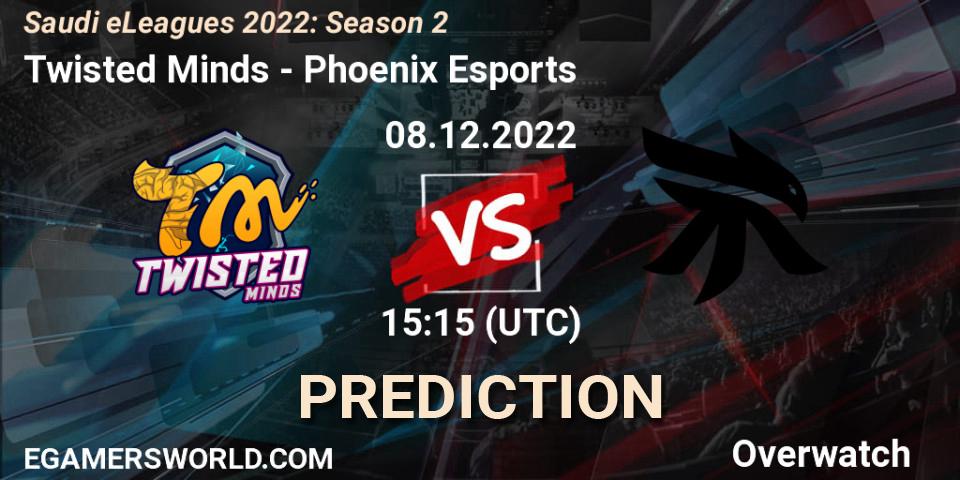 Twisted Minds contre Phoenix Esports : prédiction de match. 08.12.2022 at 15:45. Overwatch, Saudi eLeagues 2022: Season 2