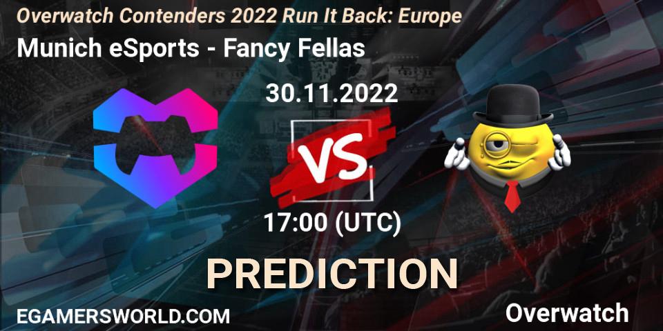 Munich eSports contre Fancy Fellas : prédiction de match. 30.11.2022 at 17:00. Overwatch, Overwatch Contenders 2022 Run It Back: Europe