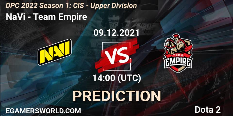 NaVi contre Team Empire : prédiction de match. 09.12.21. Dota 2, DPC 2022 Season 1: CIS - Upper Division