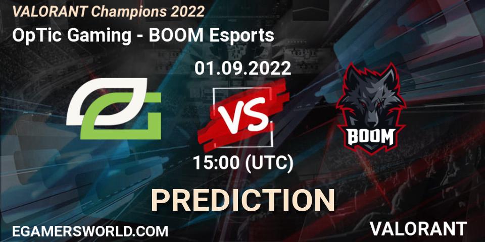 OpTic Gaming contre BOOM Esports : prédiction de match. 01.09.2022 at 15:00. VALORANT, VALORANT Champions 2022