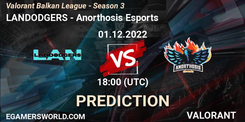 LANDODGERS contre Anorthosis Esports : prédiction de match. 01.12.22. VALORANT, Valorant Balkan League - Season 3
