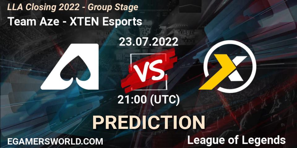 Team Aze contre XTEN Esports : prédiction de match. 23.07.22. LoL, LLA Closing 2022 - Group Stage