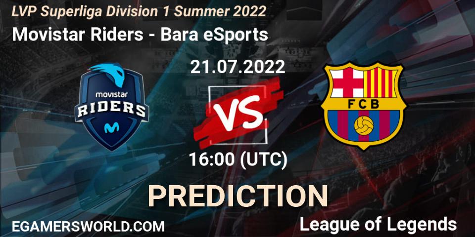 Movistar Riders contre Barça eSports : prédiction de match. 21.07.2022 at 16:00. LoL, LVP Superliga Division 1 Summer 2022
