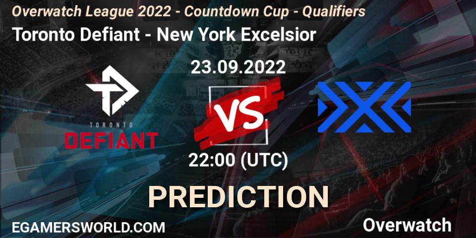 Toronto Defiant contre New York Excelsior : prédiction de match. 23.09.2022 at 22:00. Overwatch, Overwatch League 2022 - Countdown Cup - Qualifiers
