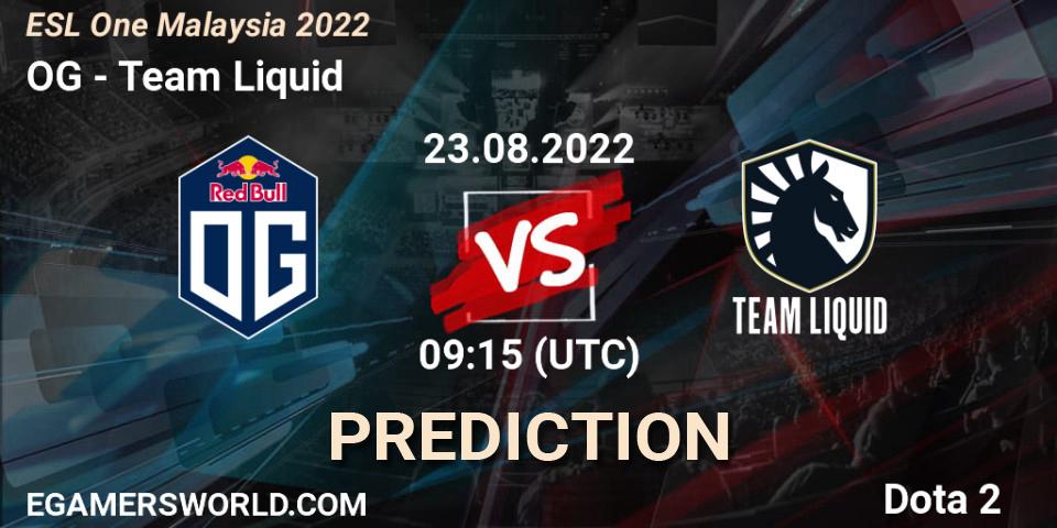 OG contre Team Liquid : prédiction de match. 23.08.22. Dota 2, ESL One Malaysia 2022