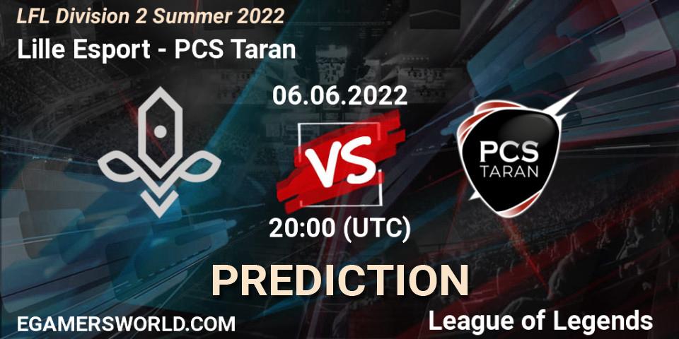 Lille Esport contre PCS Taran : prédiction de match. 06.06.2022 at 20:00. LoL, LFL Division 2 Summer 2022