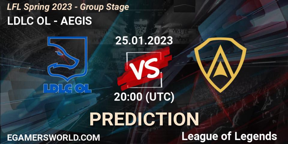 LDLC OL contre AEGIS : prédiction de match. 25.01.2023 at 20:00. LoL, LFL Spring 2023 - Group Stage