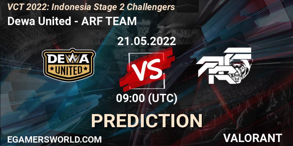 Dewa United contre ARF TEAM : prédiction de match. 21.05.2022 at 09:30. VALORANT, VCT 2022: Indonesia Stage 2 Challengers