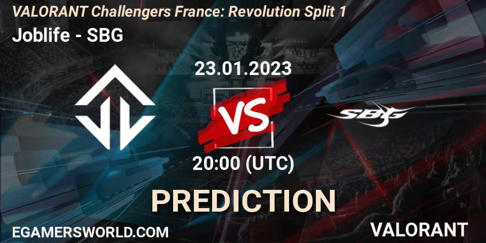 Joblife contre SBG : prédiction de match. 23.01.23. VALORANT, VALORANT Challengers 2023 France: Revolution Split 1