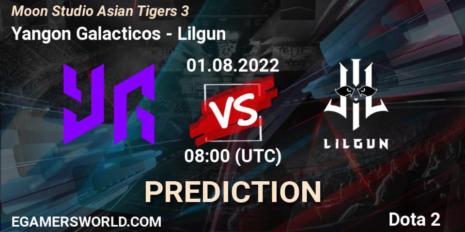 Yangon Galacticos contre Lilgun : prédiction de match. 01.08.2022 at 08:05. Dota 2, Moon Studio Asian Tigers 3