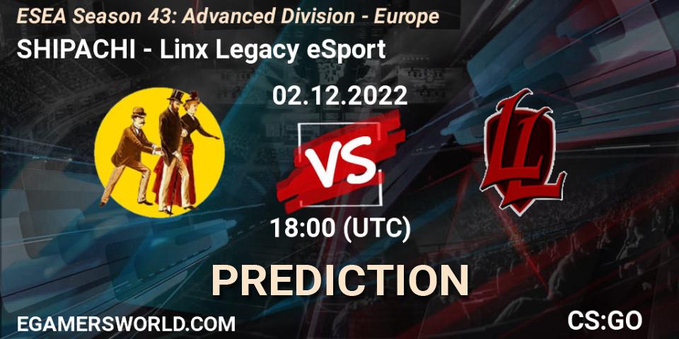 SHIPACHI contre Linx Legacy eSport : prédiction de match. 02.12.22. CS2 (CS:GO), ESEA Season 43: Advanced Division - Europe