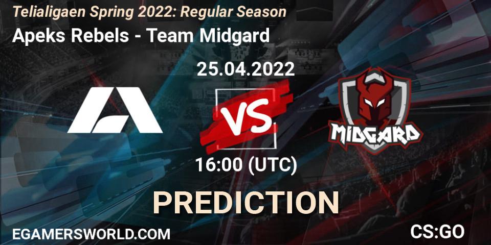 Apeks Rebels contre Team Midgard : prédiction de match. 25.04.2022 at 16:00. Counter-Strike (CS2), Telialigaen Spring 2022: Regular Season