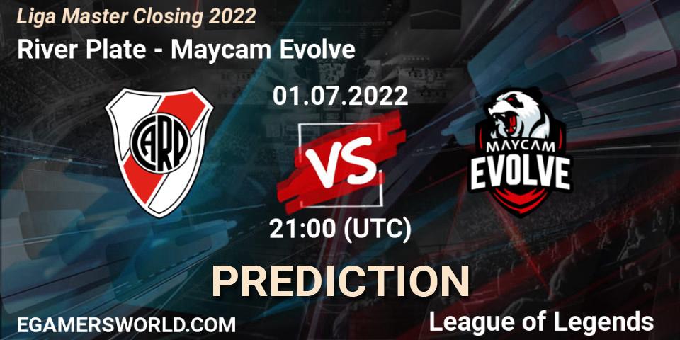 River Plate contre Maycam Evolve : prédiction de match. 01.07.2022 at 21:00. LoL, Liga Master Closing 2022