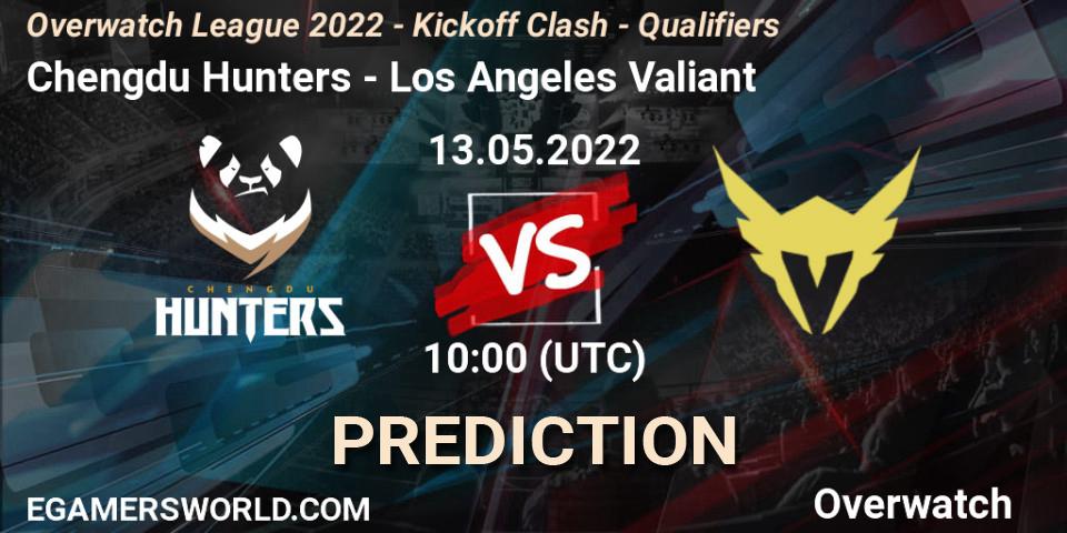 Chengdu Hunters contre Los Angeles Valiant : prédiction de match. 29.05.2022 at 11:45. Overwatch, Overwatch League 2022 - Kickoff Clash - Qualifiers