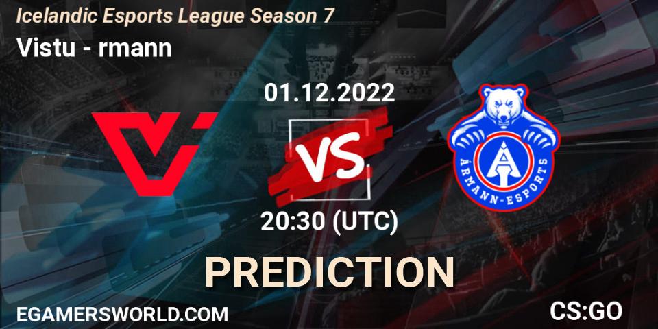 Viðstöðu contre Ármann : prédiction de match. 01.12.22. CS2 (CS:GO), Icelandic Esports League Season 7