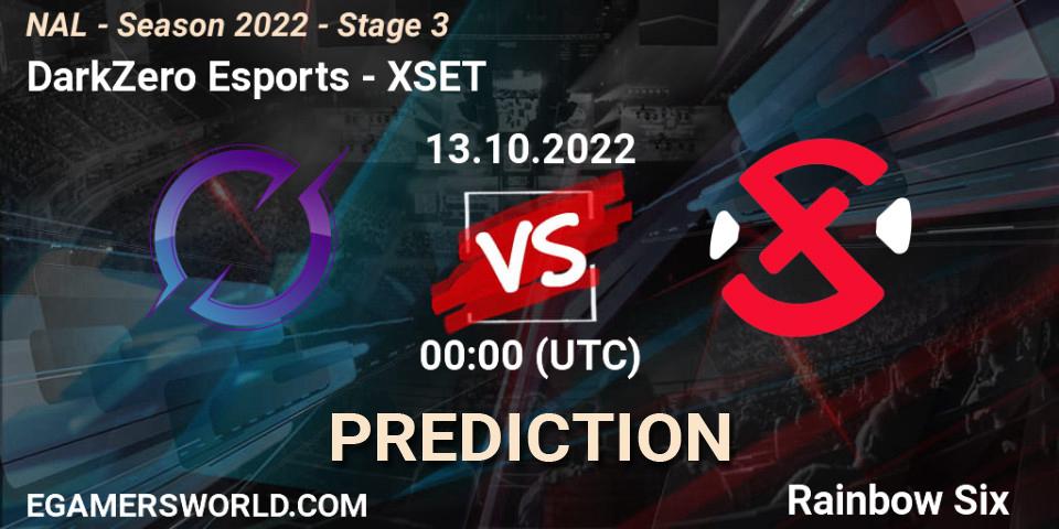 DarkZero Esports contre XSET : prédiction de match. 13.10.2022 at 00:00. Rainbow Six, NAL - Season 2022 - Stage 3