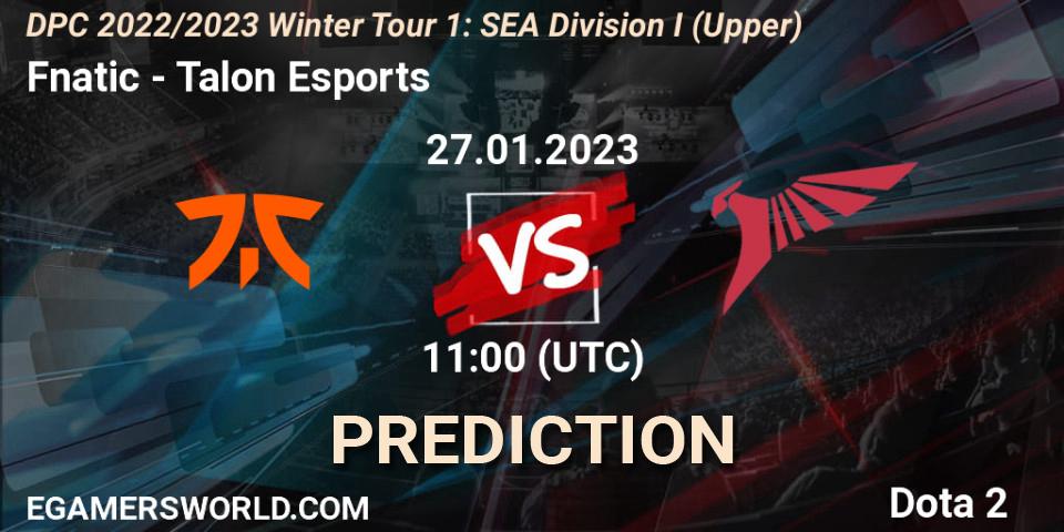Fnatic contre Talon Esports : prédiction de match. 27.01.23. Dota 2, DPC 2022/2023 Winter Tour 1: SEA Division I (Upper)
