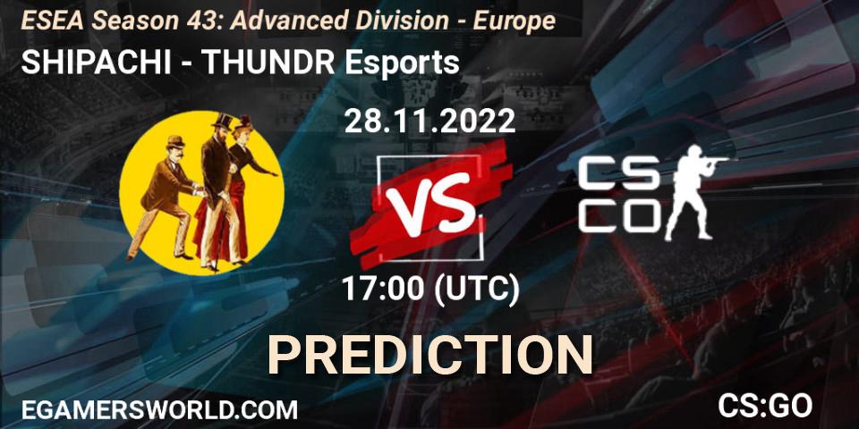 SHIPACHI contre THUNDR Esports : prédiction de match. 28.11.22. CS2 (CS:GO), ESEA Season 43: Advanced Division - Europe