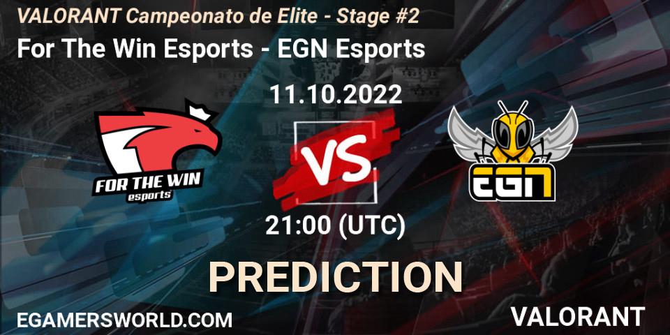 For The Win Esports contre EGN Esports : prédiction de match. 11.10.22. VALORANT, VALORANT Campeonato de Elite - Stage #2