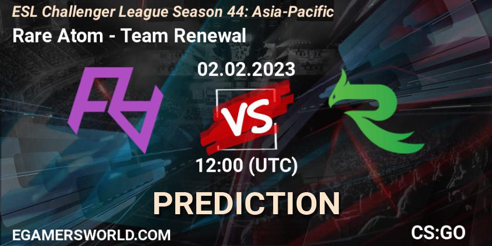Rare Atom contre Team Renewal : prédiction de match. 02.02.23. CS2 (CS:GO), ESL Challenger League Season 44: Asia-Pacific