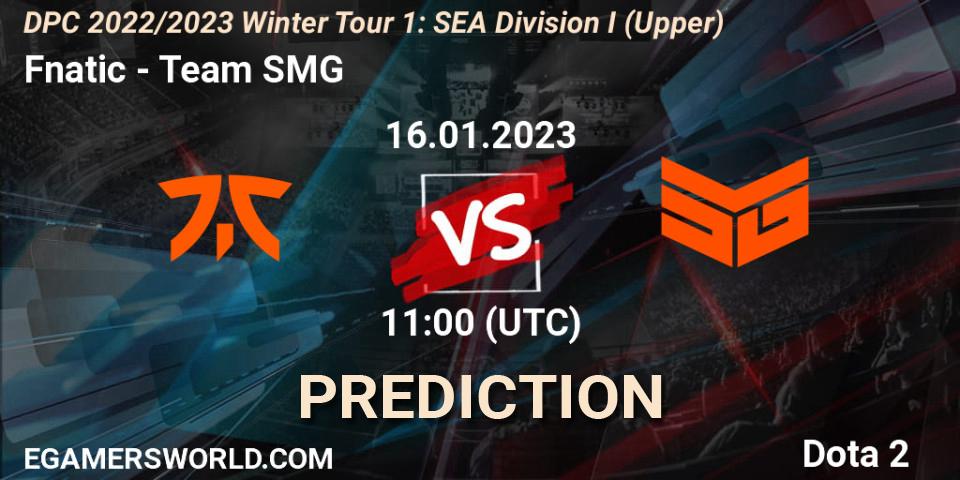 Fnatic contre Team SMG : prédiction de match. 16.01.23. Dota 2, DPC 2022/2023 Winter Tour 1: SEA Division I (Upper)