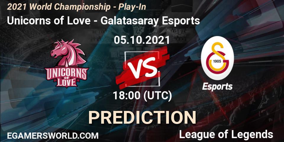Unicorns of Love contre Galatasaray Esports : prédiction de match. 05.10.21. LoL, 2021 World Championship - Play-In