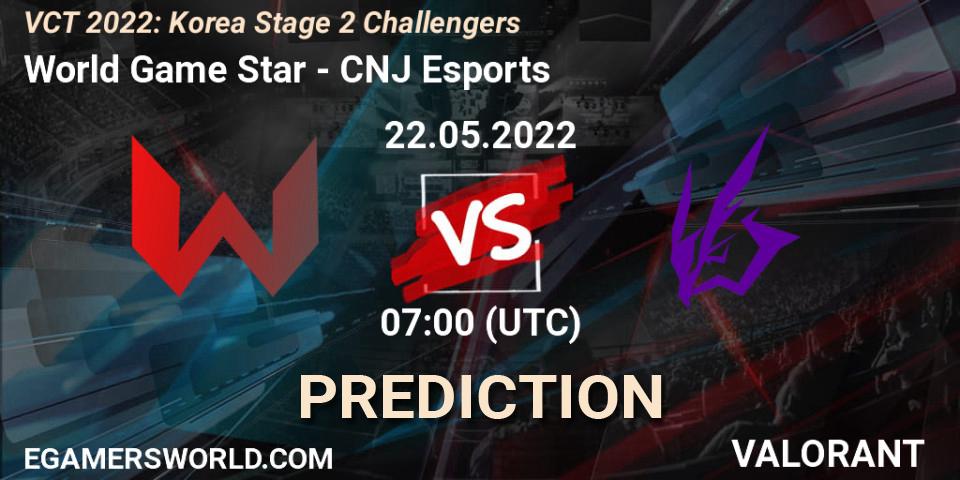 World Game Star contre CNJ Esports : prédiction de match. 22.05.22. VALORANT, VCT 2022: Korea Stage 2 Challengers