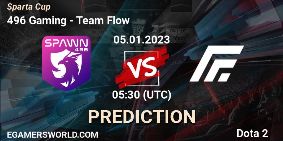 496 Gaming contre Team Flow : prédiction de match. 05.01.2023 at 05:50. Dota 2, Sparta Cup