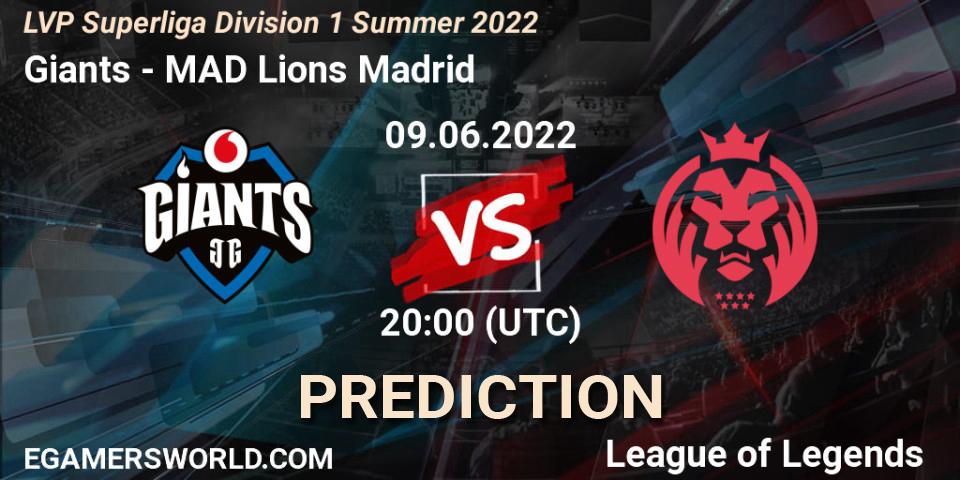 Giants contre MAD Lions Madrid : prédiction de match. 09.06.2022 at 20:00. LoL, LVP Superliga Division 1 Summer 2022