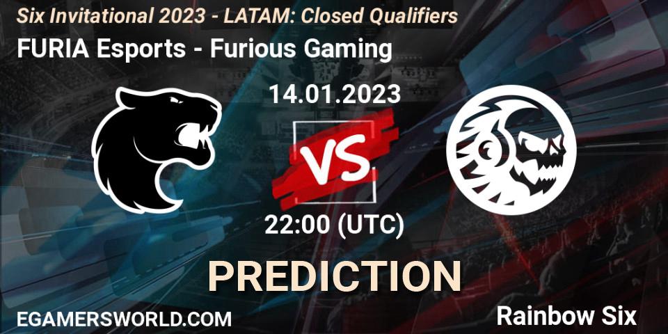 FURIA Esports contre Furious Gaming : prédiction de match. 14.01.2023 at 22:00. Rainbow Six, Six Invitational 2023 - LATAM: Closed Qualifiers