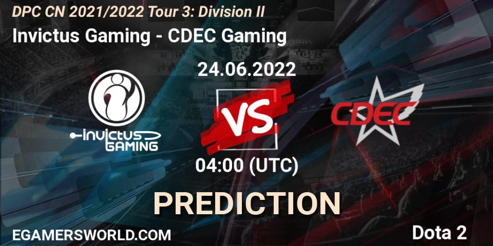 Invictus Gaming contre CDEC Gaming : prédiction de match. 24.06.22. Dota 2, DPC CN 2021/2022 Tour 3: Division II