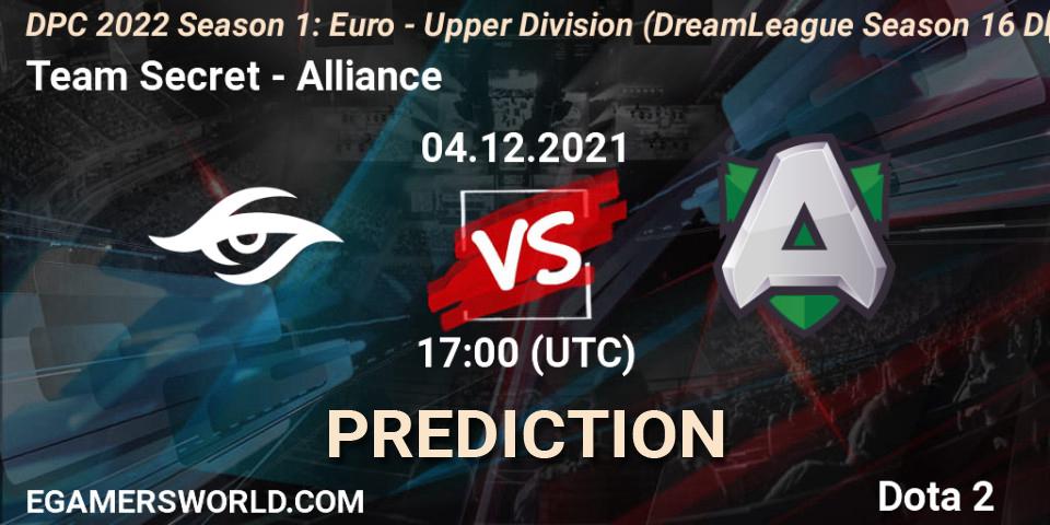 Team Secret contre Alliance : prédiction de match. 04.12.2021 at 16:55. Dota 2, DPC 2022 Season 1: Euro - Upper Division (DreamLeague Season 16 DPC WEU)