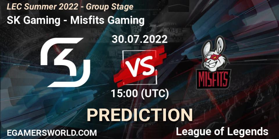 SK Gaming contre Misfits Gaming : prédiction de match. 30.07.22. LoL, LEC Summer 2022 - Group Stage