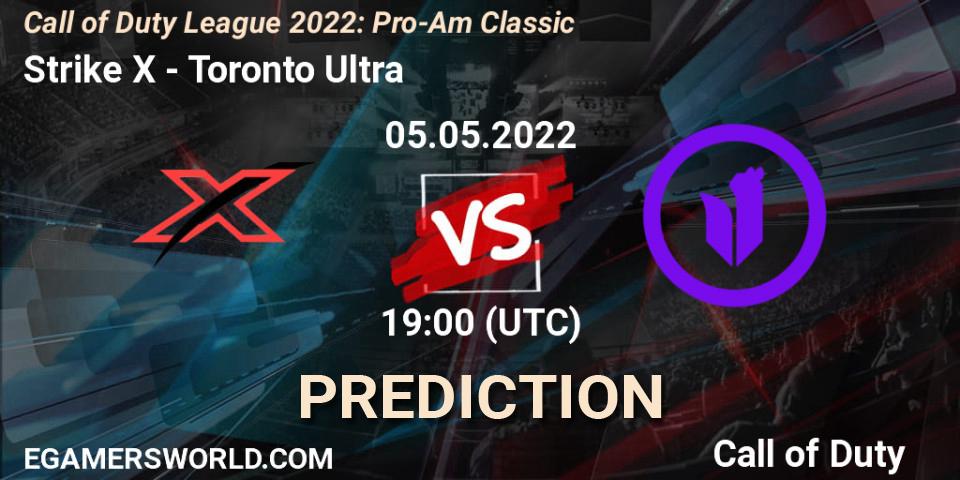 Strike X contre Toronto Ultra : prédiction de match. 05.05.2022 at 19:00. Call of Duty, Call of Duty League 2022: Pro-Am Classic