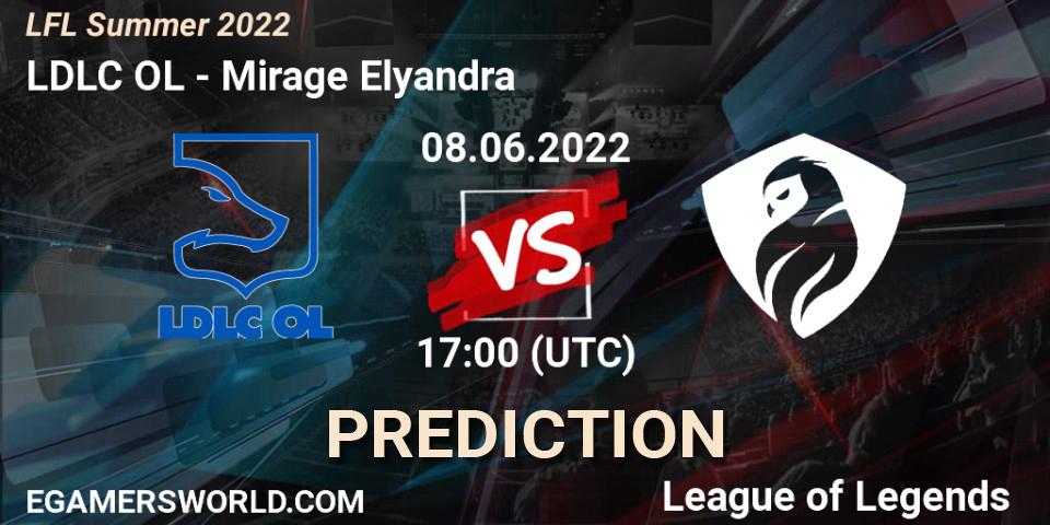LDLC OL contre Mirage Elyandra : prédiction de match. 08.06.2022 at 17:00. LoL, LFL Summer 2022