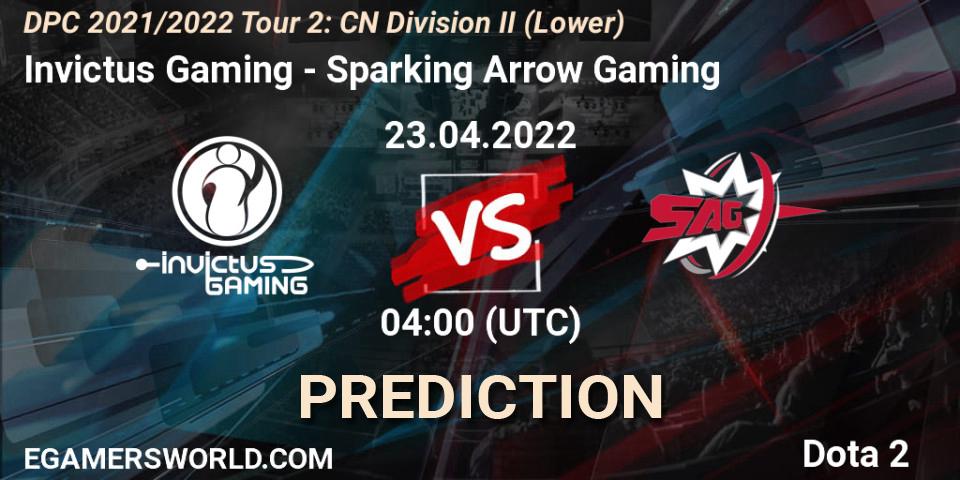 Invictus Gaming contre Sparking Arrow Gaming : prédiction de match. 23.04.22. Dota 2, DPC 2021/2022 Tour 2: CN Division II (Lower)